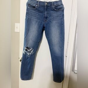 Hudson Jeans Women 28 Blue Distressed Straight Ankle Jeans Medium Wash